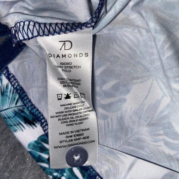 7 Diamonds Men’s Sz XL Isidro Golf Polo 4 Way Stretch Floral All Over Print - Picture 7 of 7